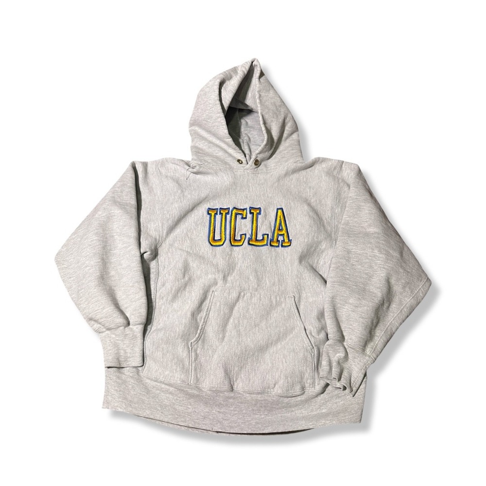 VTG 80s Champion Hoodie Mens Large Gray Excellent UCLA Reverse Weave USA Made